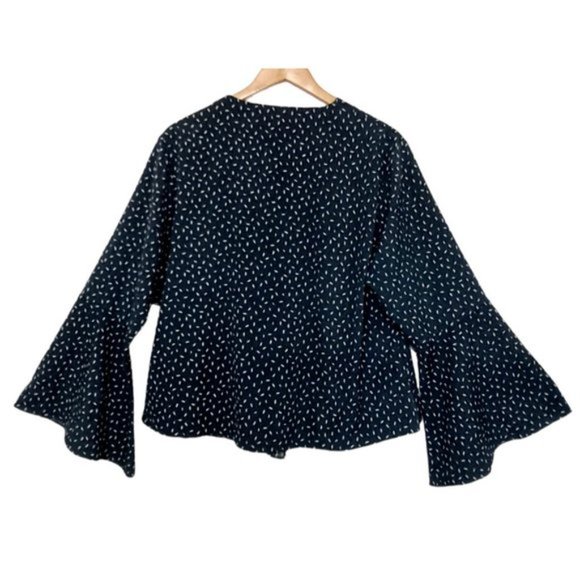 ATMOS & HERE Plus Dark Green & White Patterned Long Sleeve Blouse Top - Picture 4 of 6